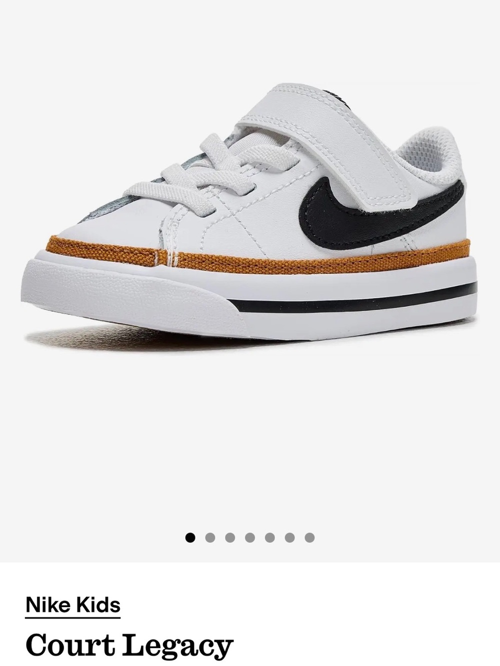 Nike Kids Court Legacy Low Sneaker in White, Black & Brown